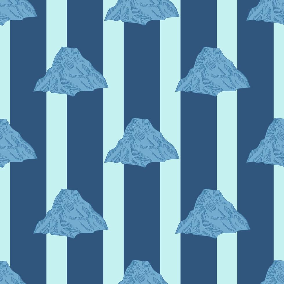 Mountain peak engraved seamless pattern. Vintage background rock landscape in hand drawn style. vector