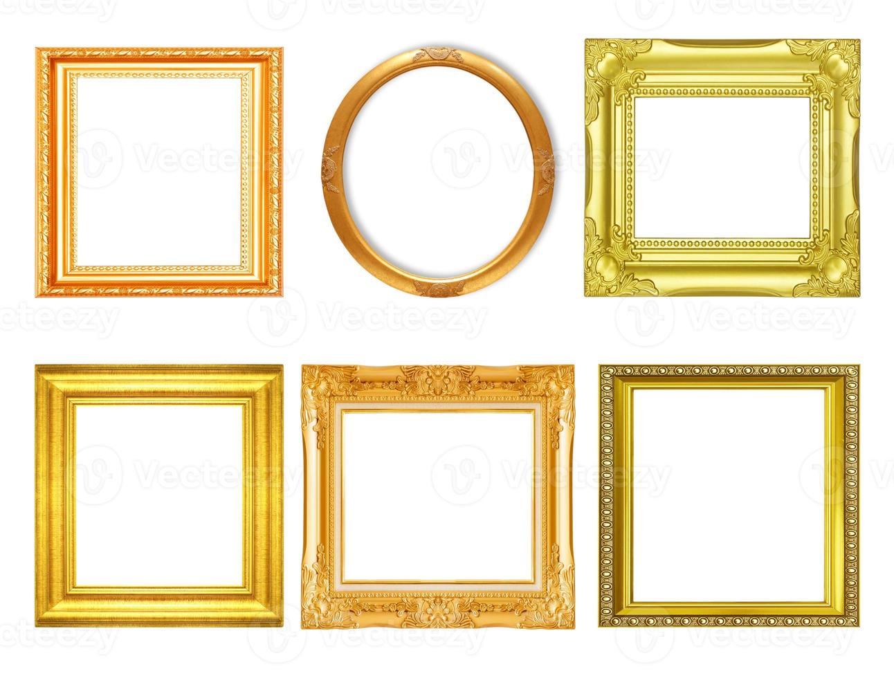 Set of golden vintage frame isolated on white background photo