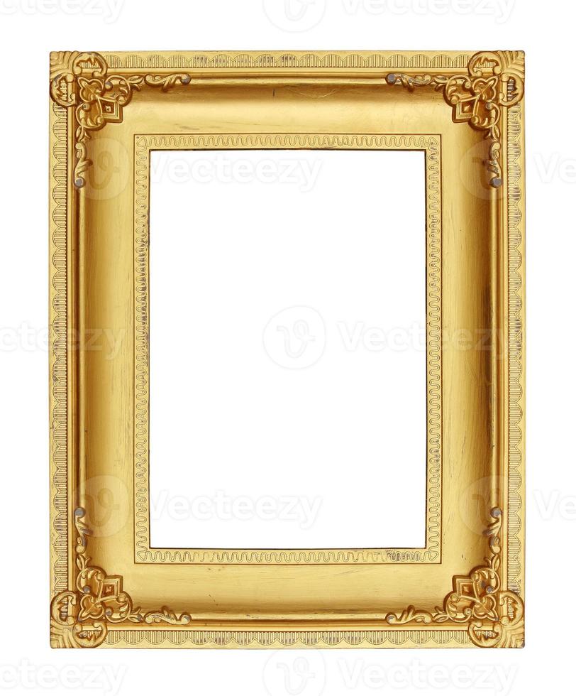 Gold picture frame on black background. photo