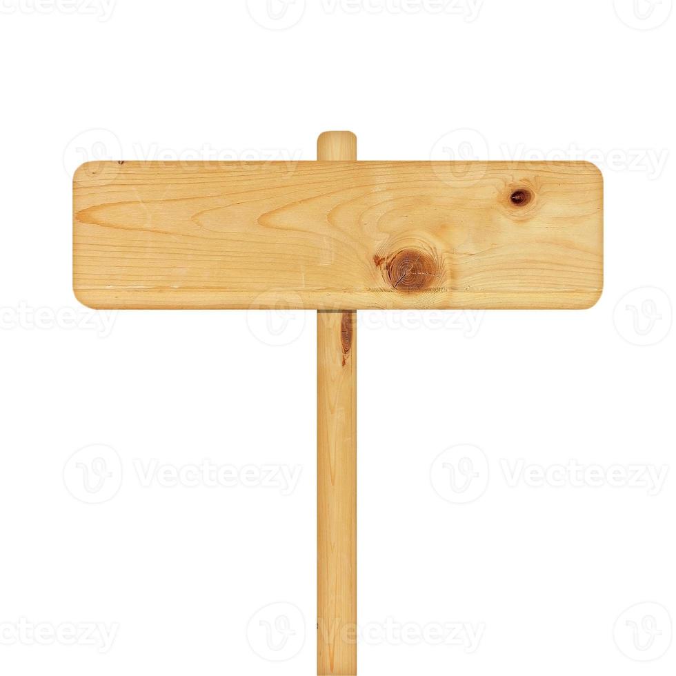 Wooden sign isolated on white photo