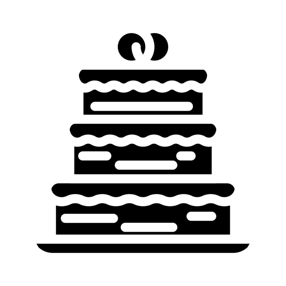 pastel boda postre glifo icono vector ilustración