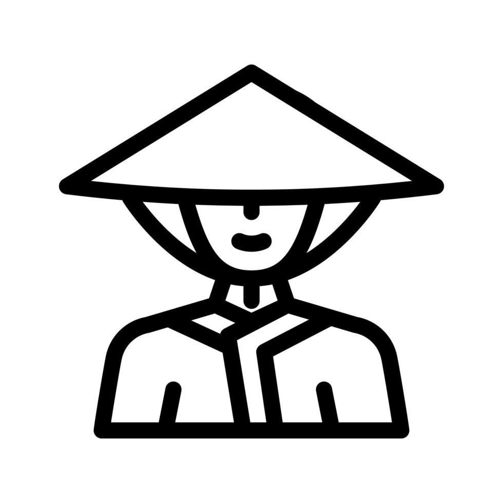 Ilustración de vector de icono de línea de sombrero cónico chino dawley