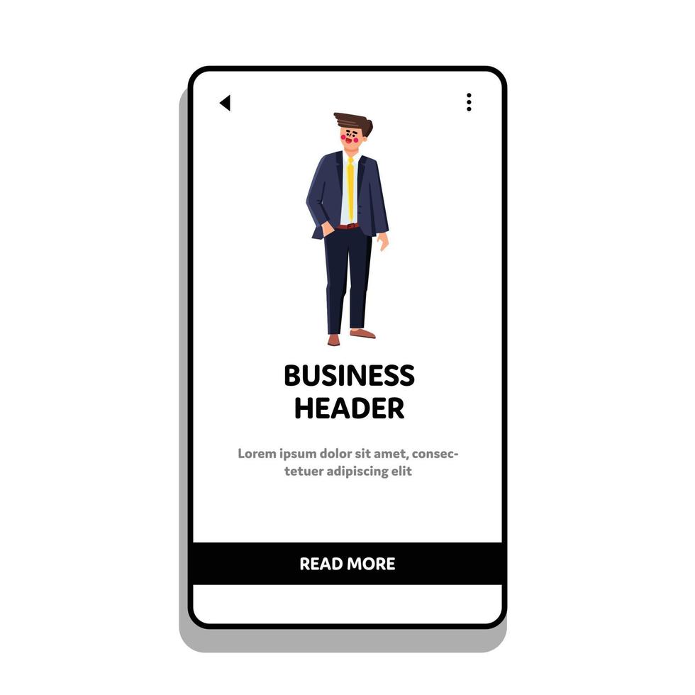 Business Header Man Working In Company Vector