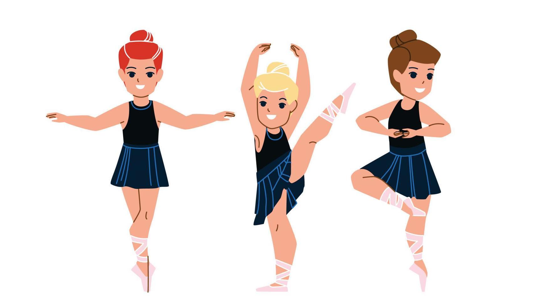 Girls Children Dancing Ballet In Classroom Vector