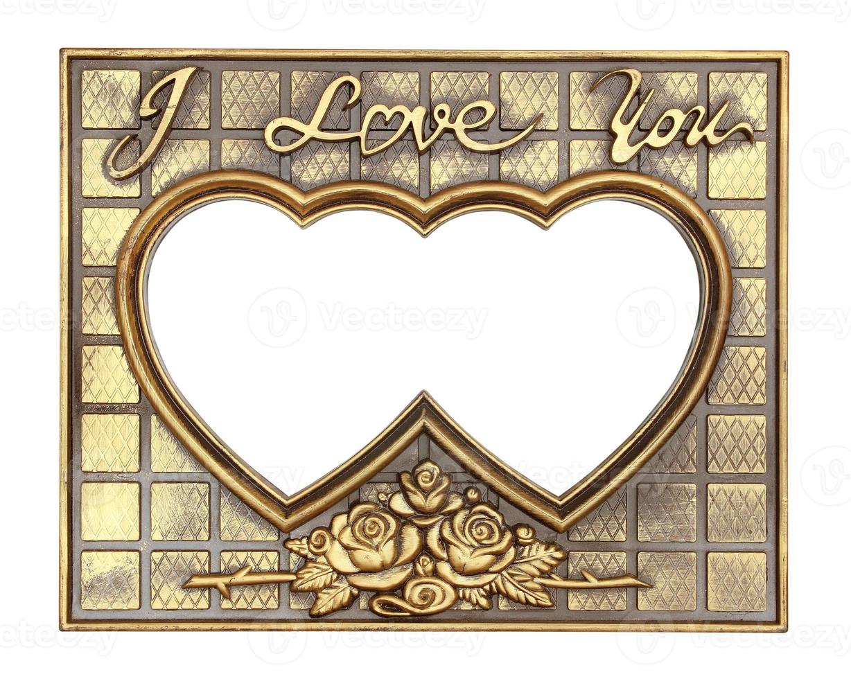 gold picture frame with a decorative pattern on white background photo
