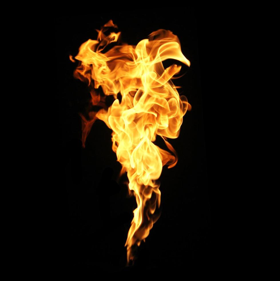 Fire flames collection isolated on black background photo