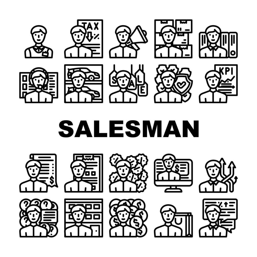 Salesman Business Occupation Icons Set Vector