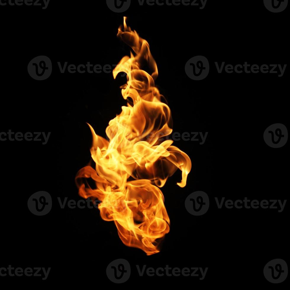 Fire flames collection isolated on black background photo