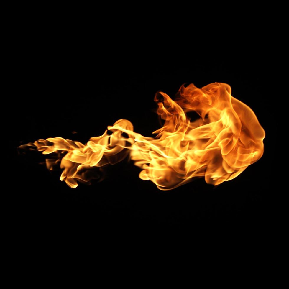 Fire flames collection isolated on black background photo