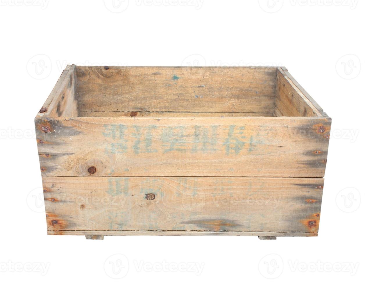 caja de madera aislada sobre fondo blanco. foto