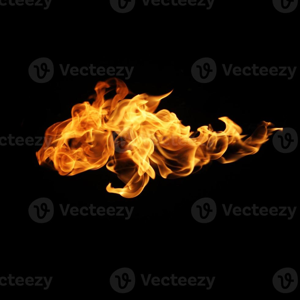 Fire flames collection isolated on black background photo