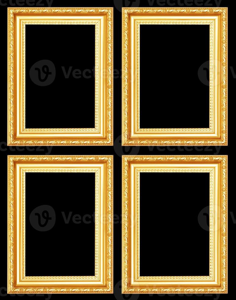 Gold antique frame isolated on black background photo