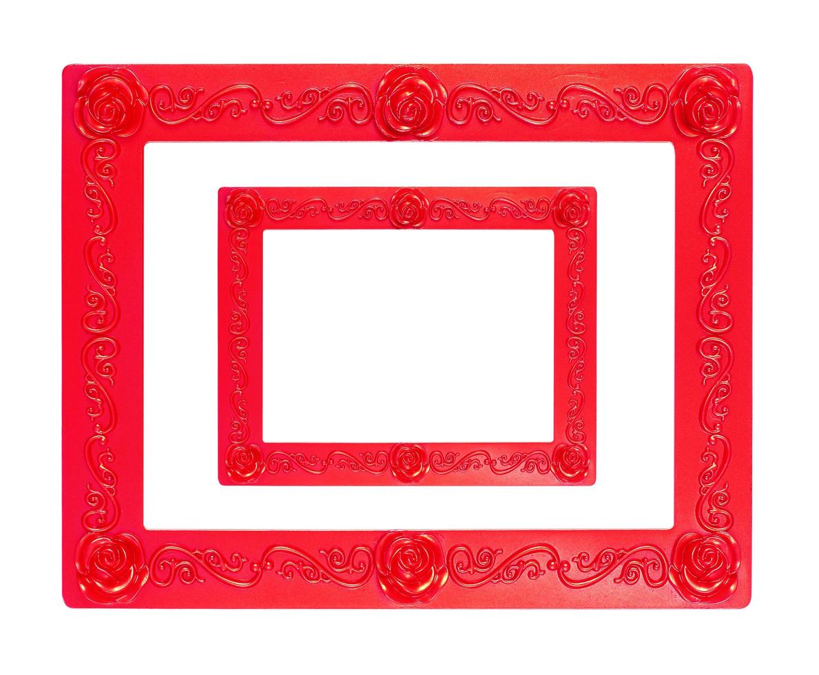 red picture frame on white background. photo