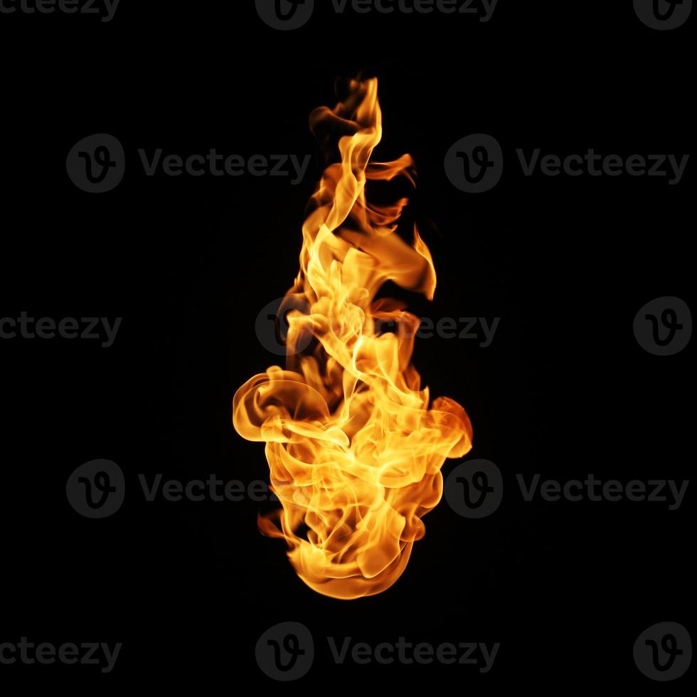 Fire flames collection isolated on black background photo