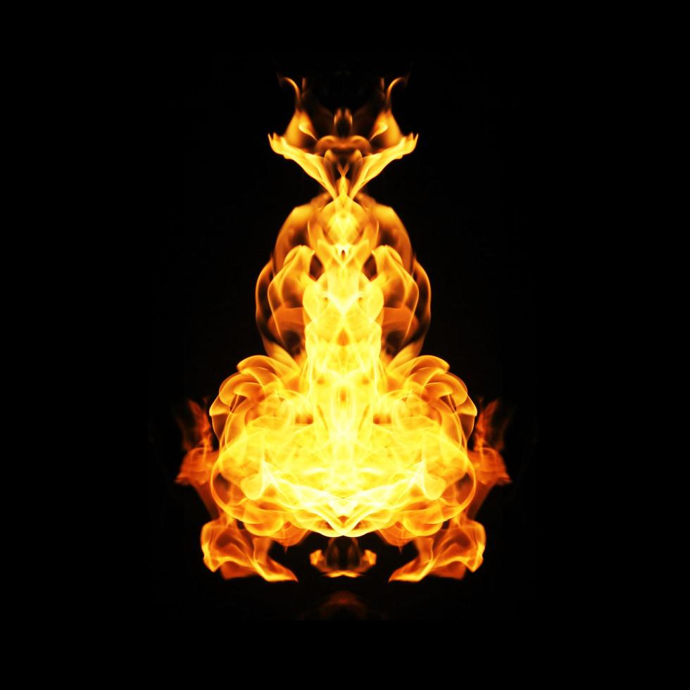 Fire flames collection isolated on black background photo