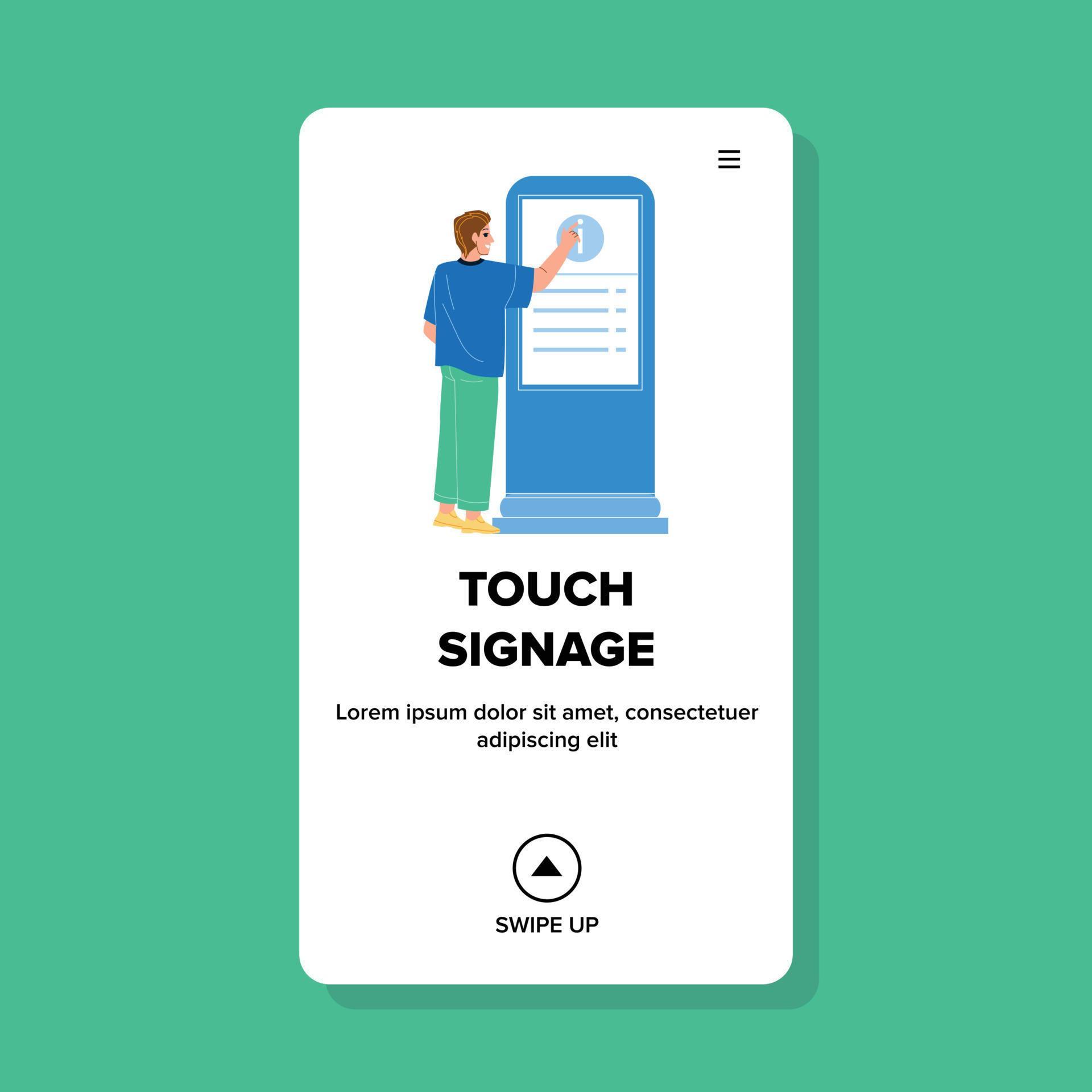 Touch Signage On Digital Touchscreen Panel Vector 8010598 Vector Art at