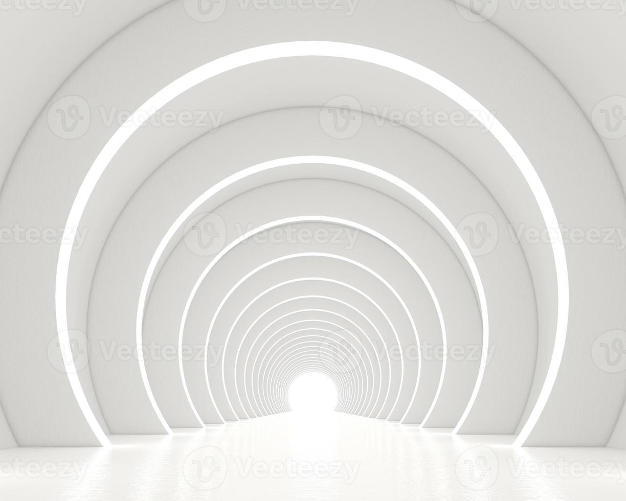 Futuristic sci-fi minimalist empty room with product presentation. 3d rendering photo