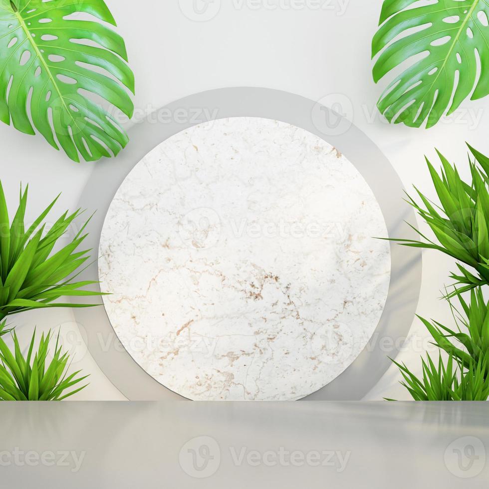 Minimalist podium mockup display with for product presentation. 3d rendering photo