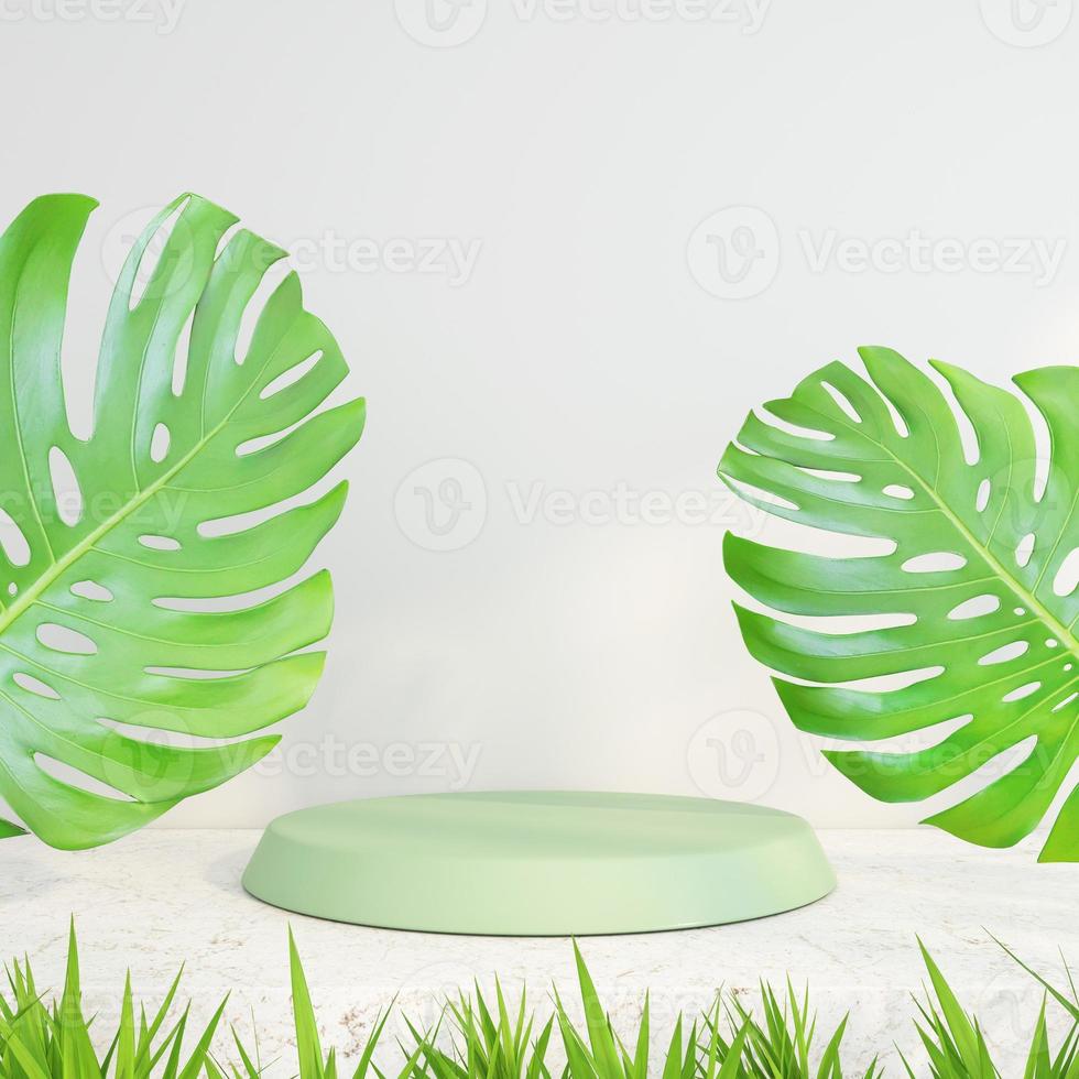 Minimalist podium mockup display with for product presentation. 3d rendering photo