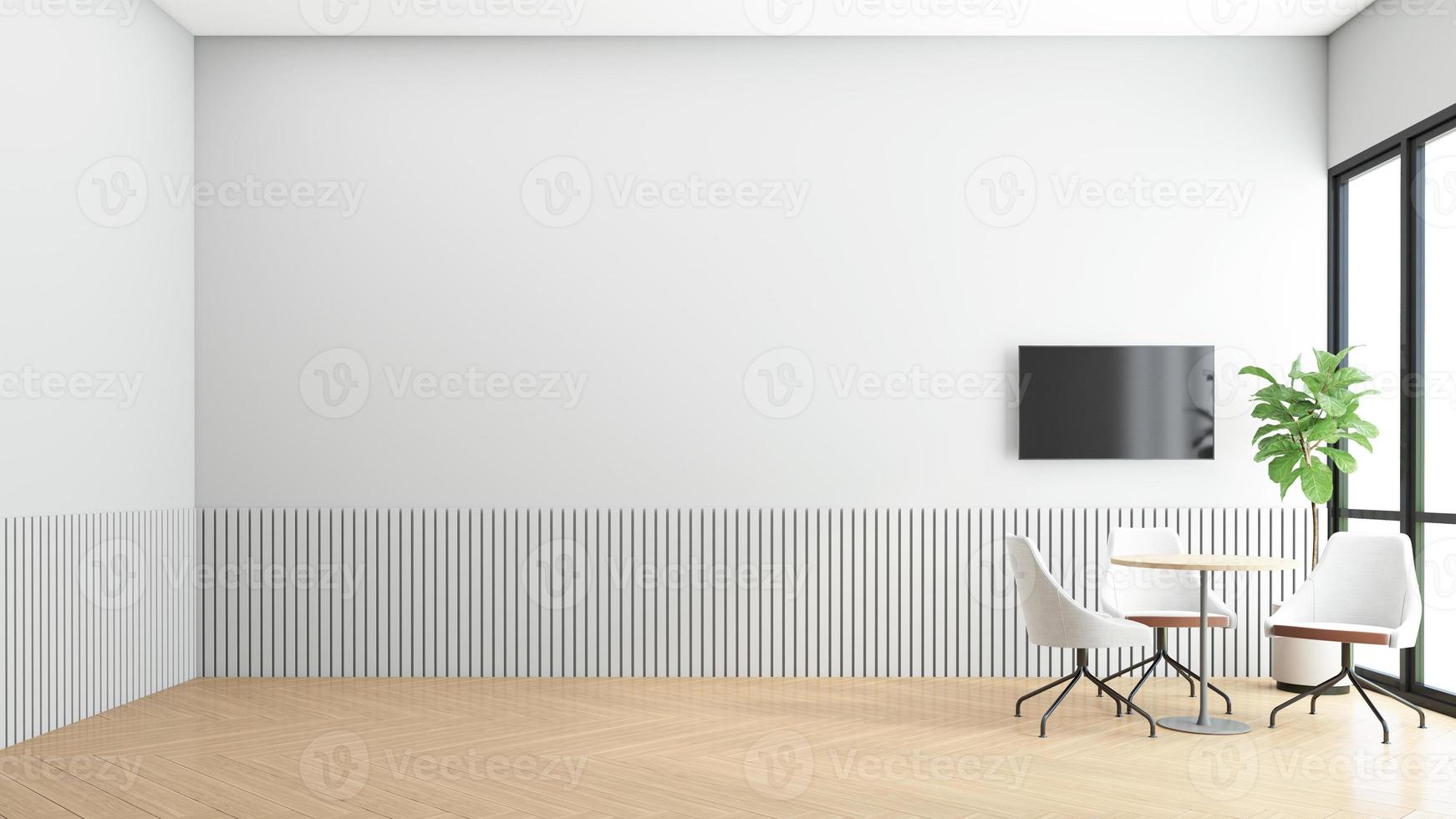 habitación vacía de estilo minimalista con una pequeña mesa de conferencias. representación 3d foto
