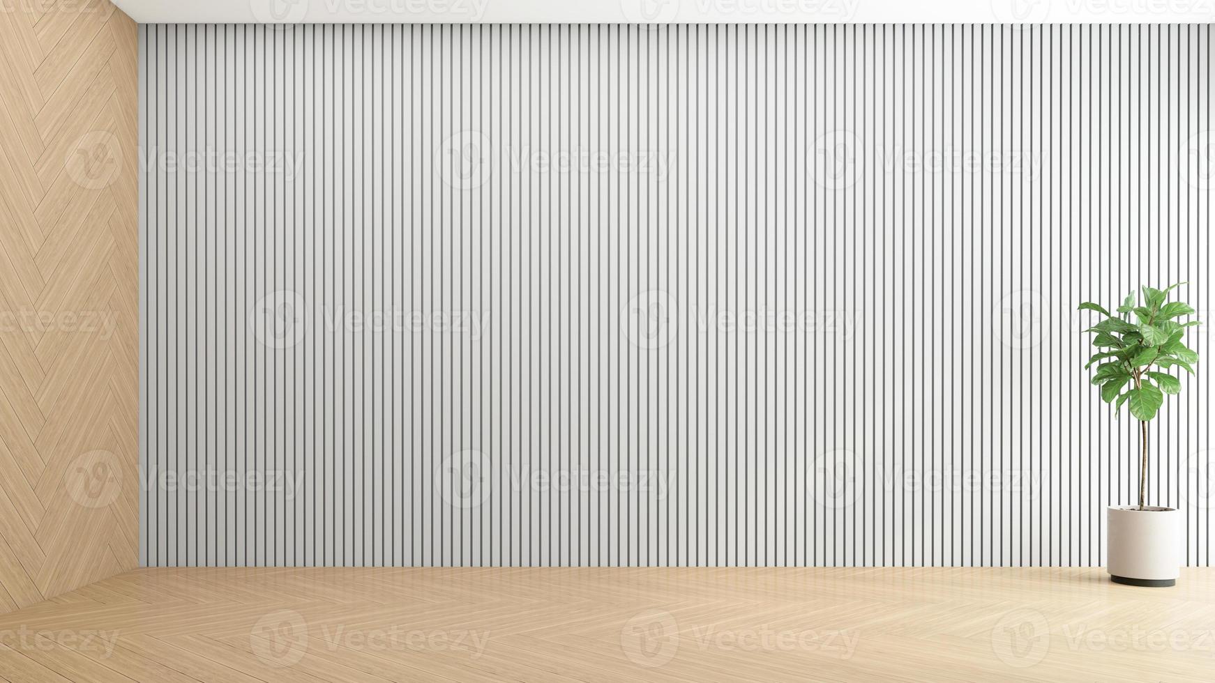 Minimalist empty room with gray wall and wood floor. 3d rendering photo