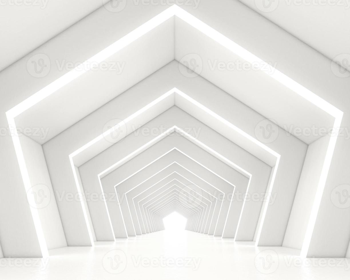 Futuristic sci-fi minimalist empty room with product presentation. 3d rendering photo