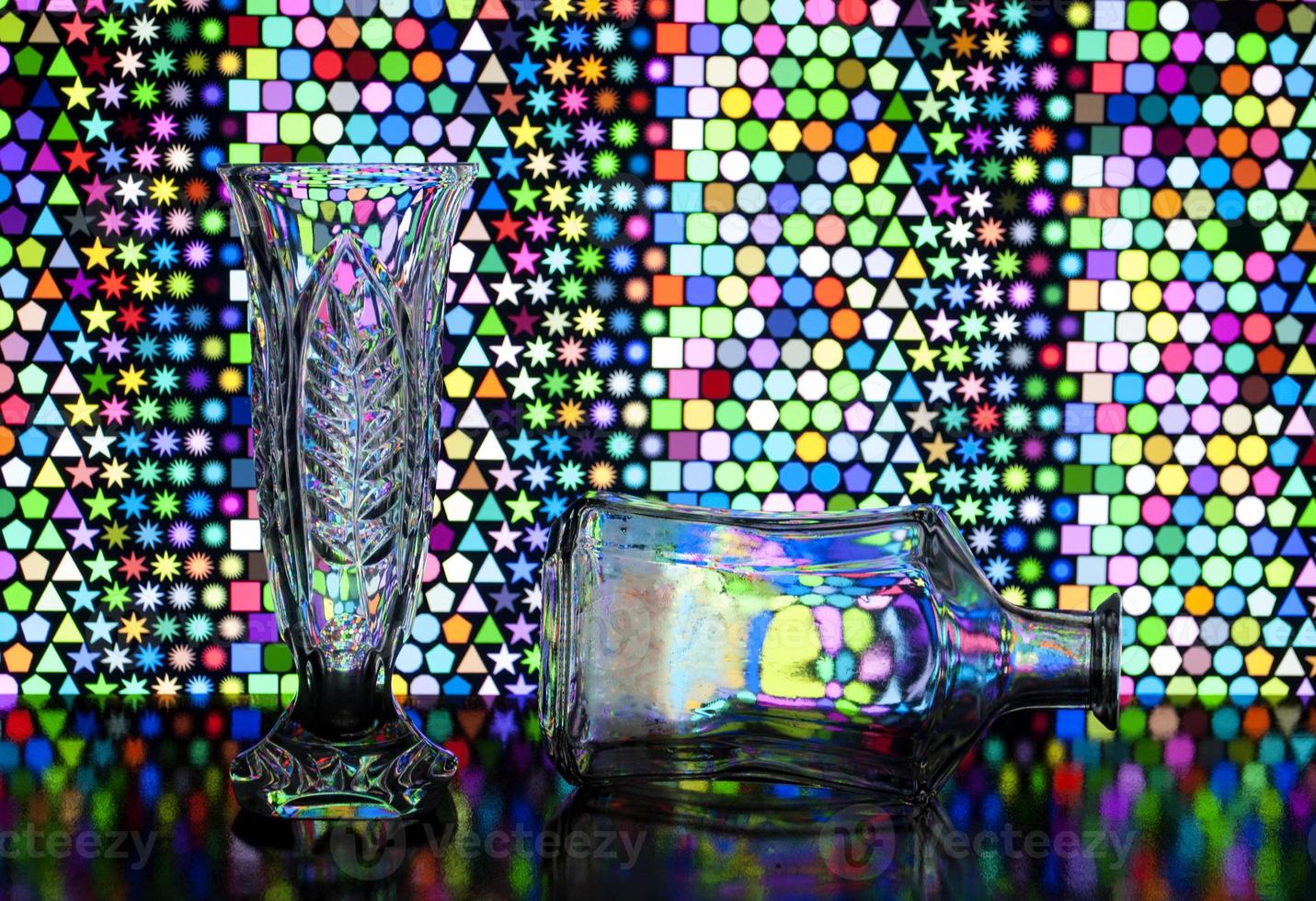 transparent vase and bottle photo