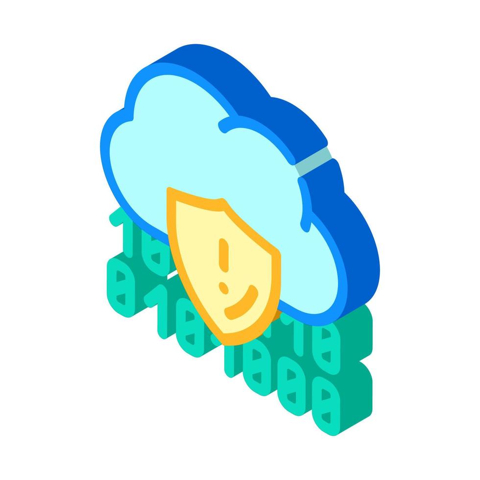 cloud data protection isometric icon vector illustration