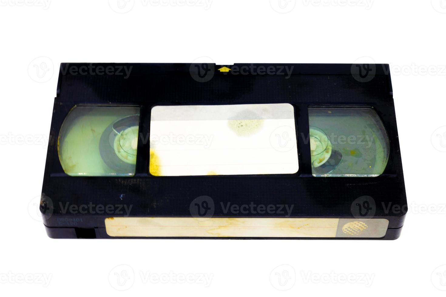 vintage Old analog tape VHS cassette on white backgorund. Retro nostalgia. photo