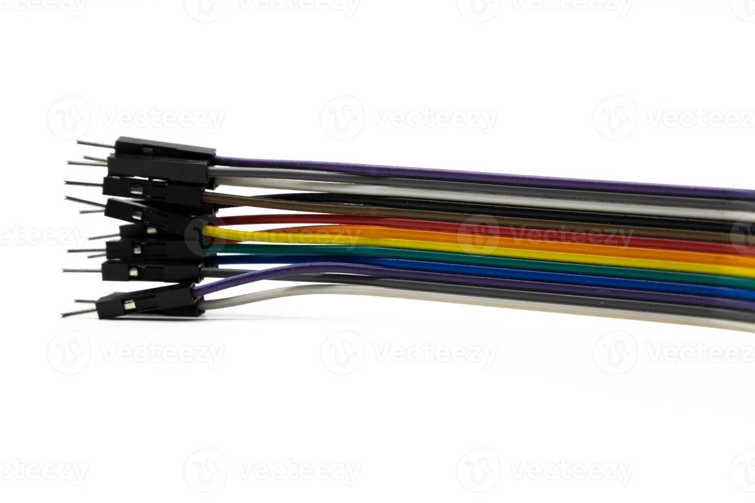 Multicolored soldless thin male and female wires with connectors for electronic robotic modules and devices photo