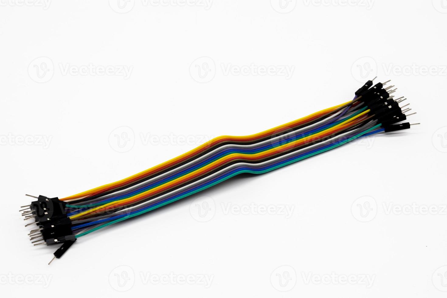 Multicolored soldless thin male and female wires with connectors for electronic robotic modules and devices photo