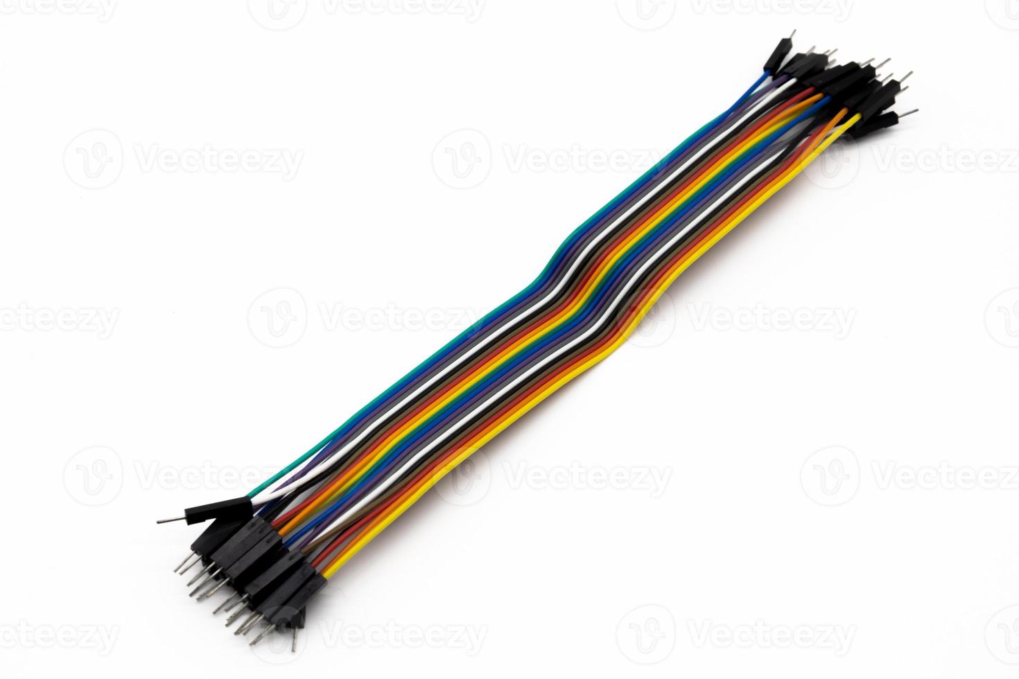 Multicolored soldless thin male and female wires with connectors for electronic robotic modules and devices photo