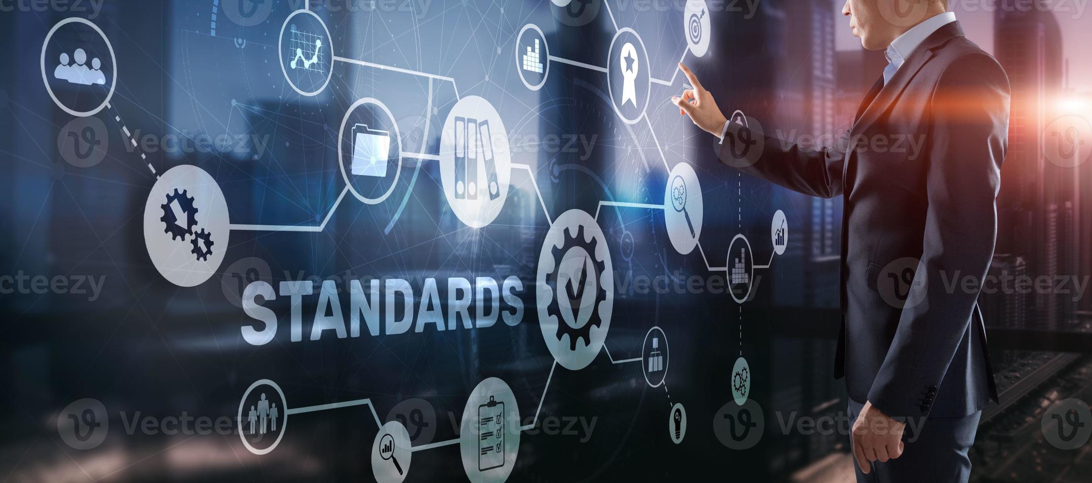 garantía de control de calidad estándar concepto de tecnología empresarial de internet medios mixtos foto