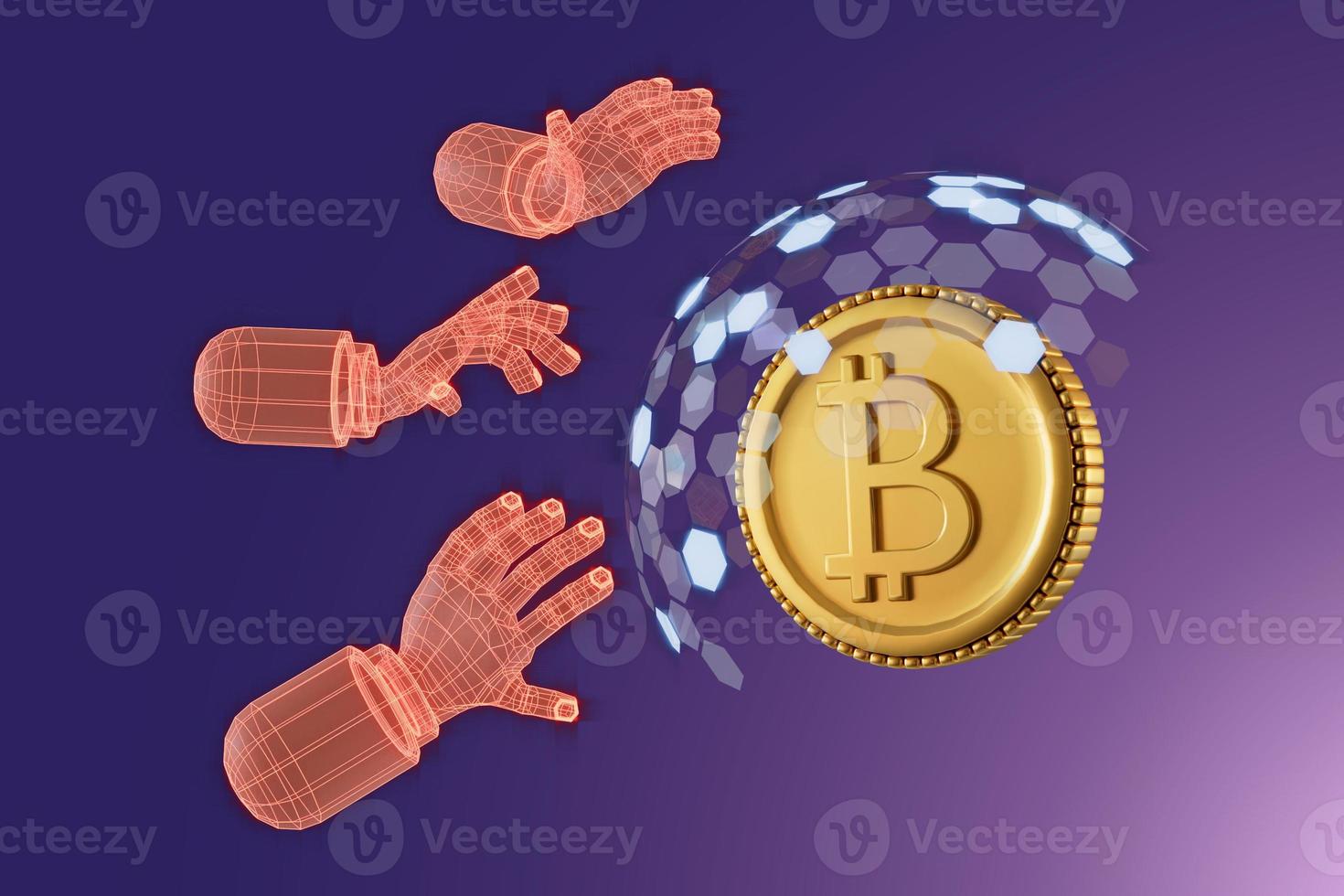 Protect Your Cryptocurrency Coins with a good defense system. 3D Render illustration photo