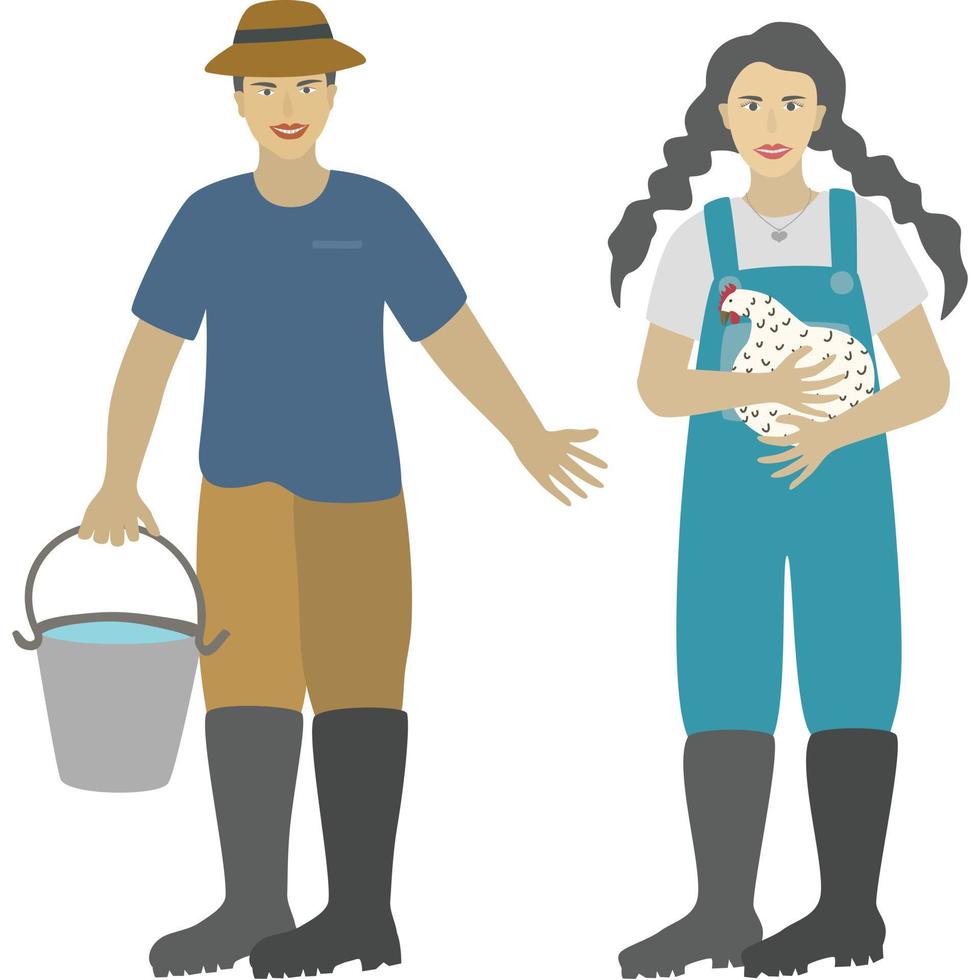 Young couple farmer character. vector