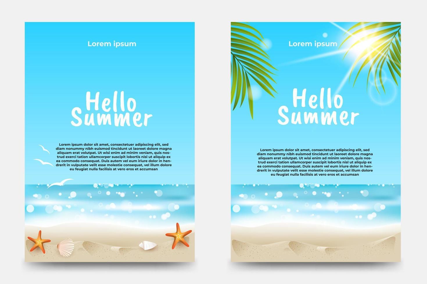summer flyer design. tropical beach background. vector