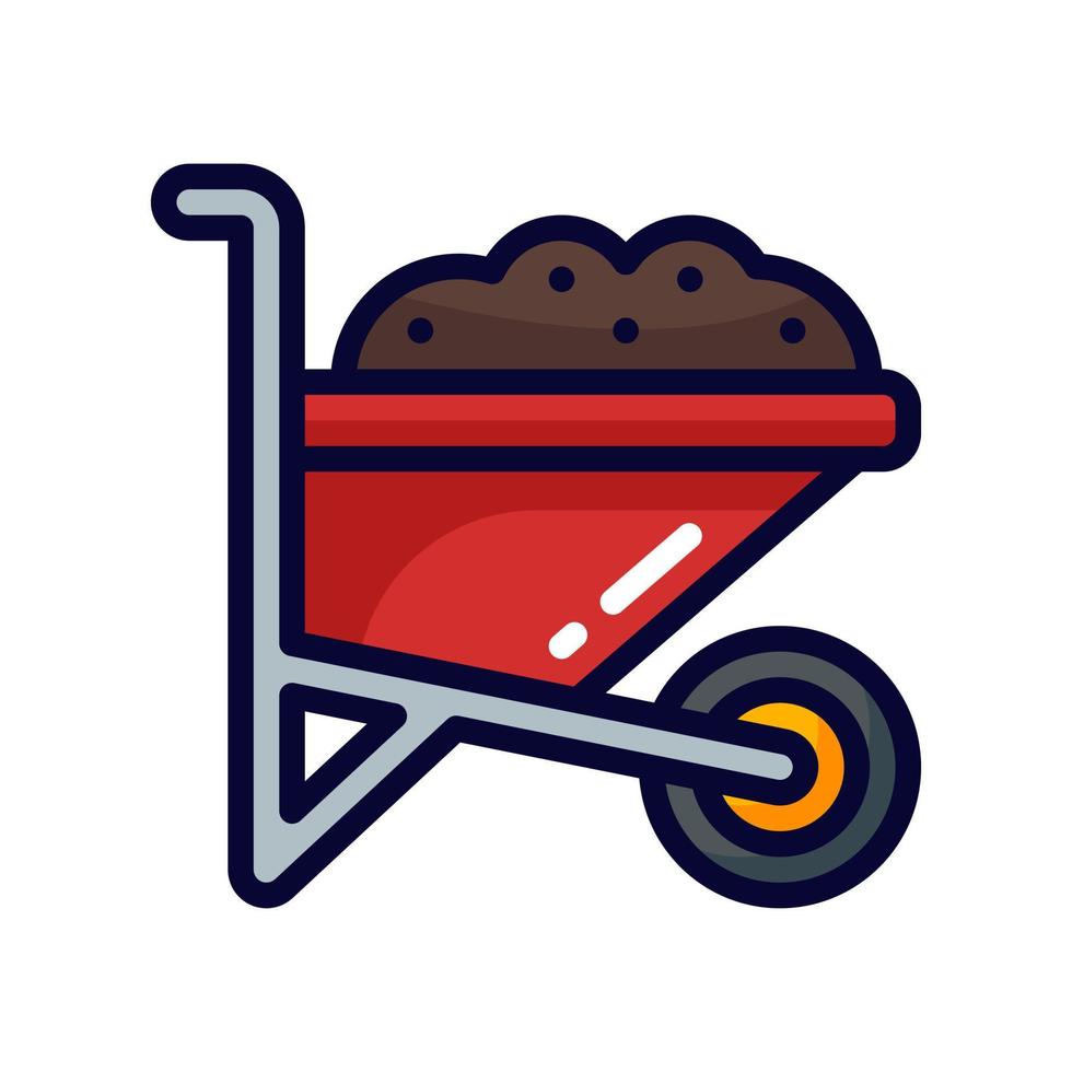 wheelbarrow filled line style icon. vector illustration for graphic design, website, app