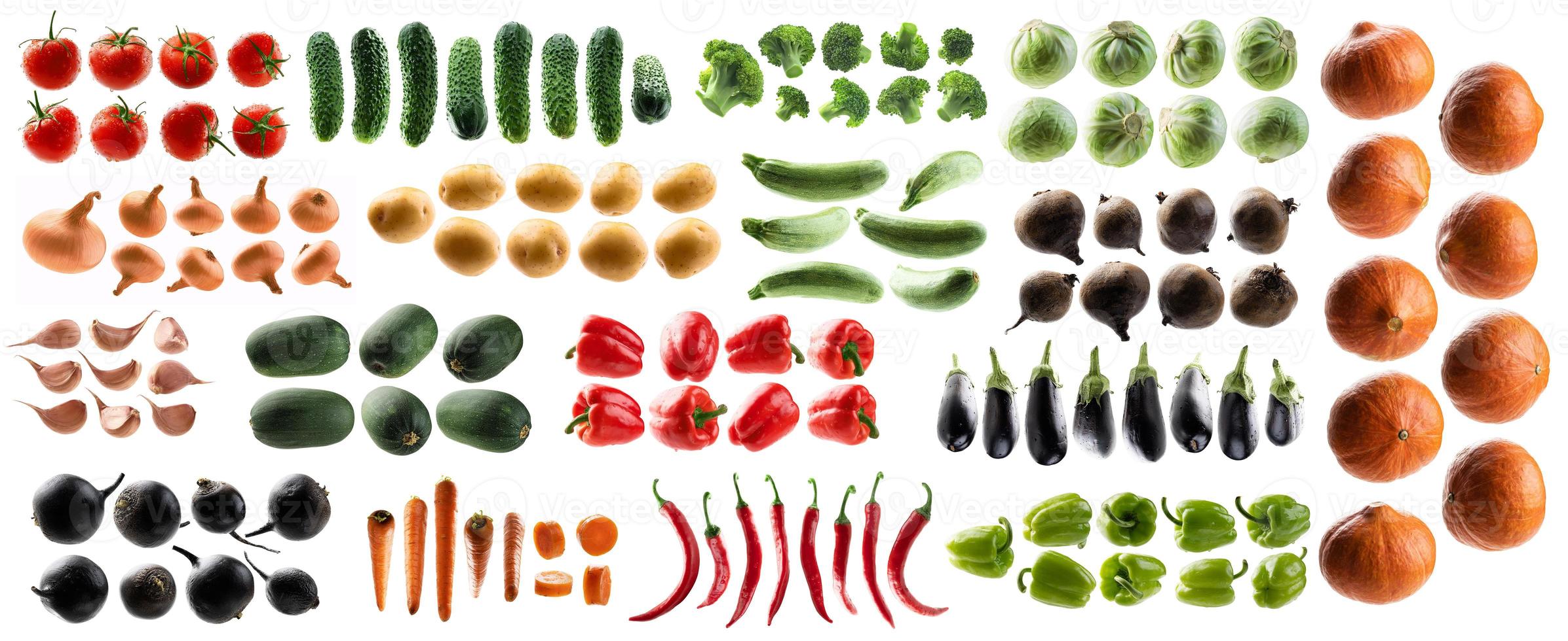 Large set of isolated vegetables on a white background photo