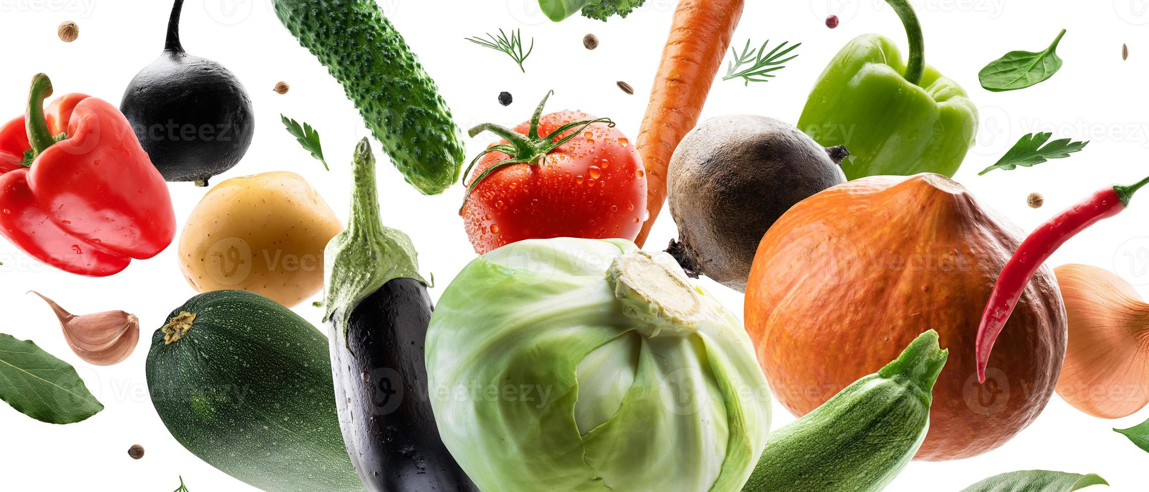 Large set of isolated vegetables on a white background photo