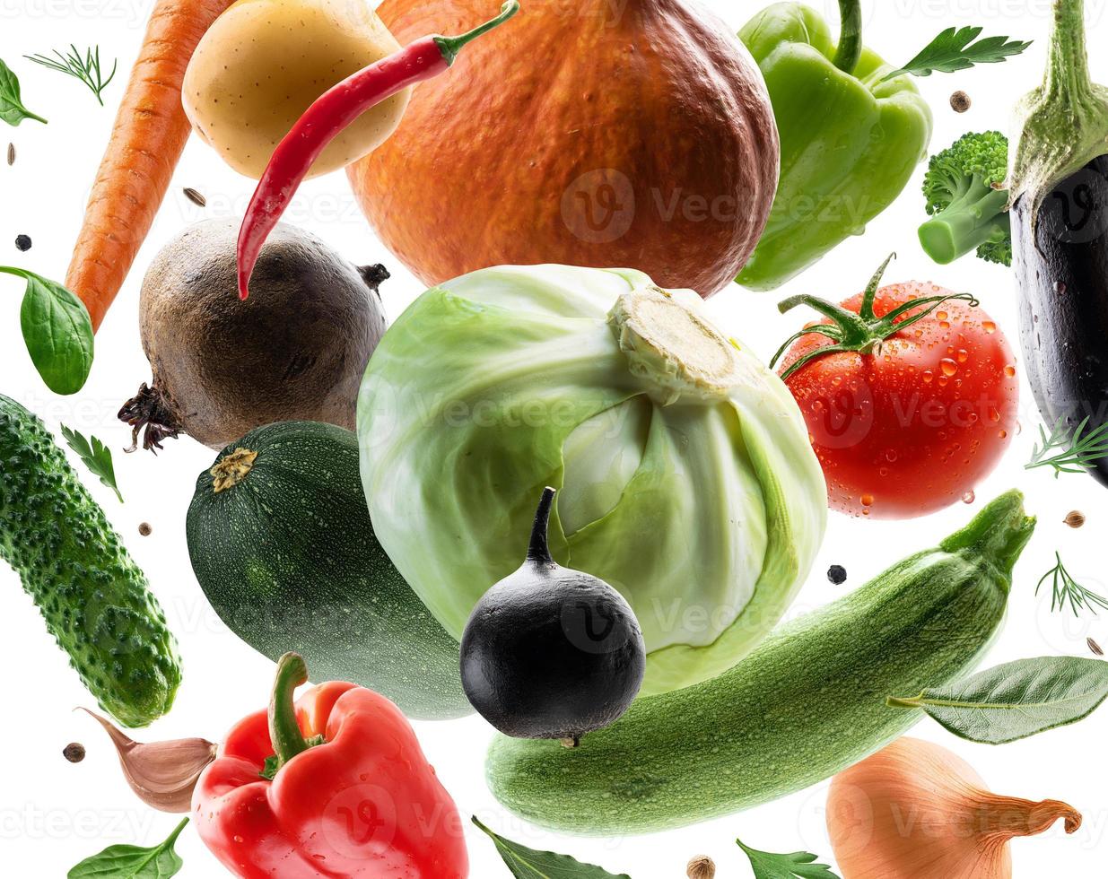 Large set of isolated vegetables on a white background photo