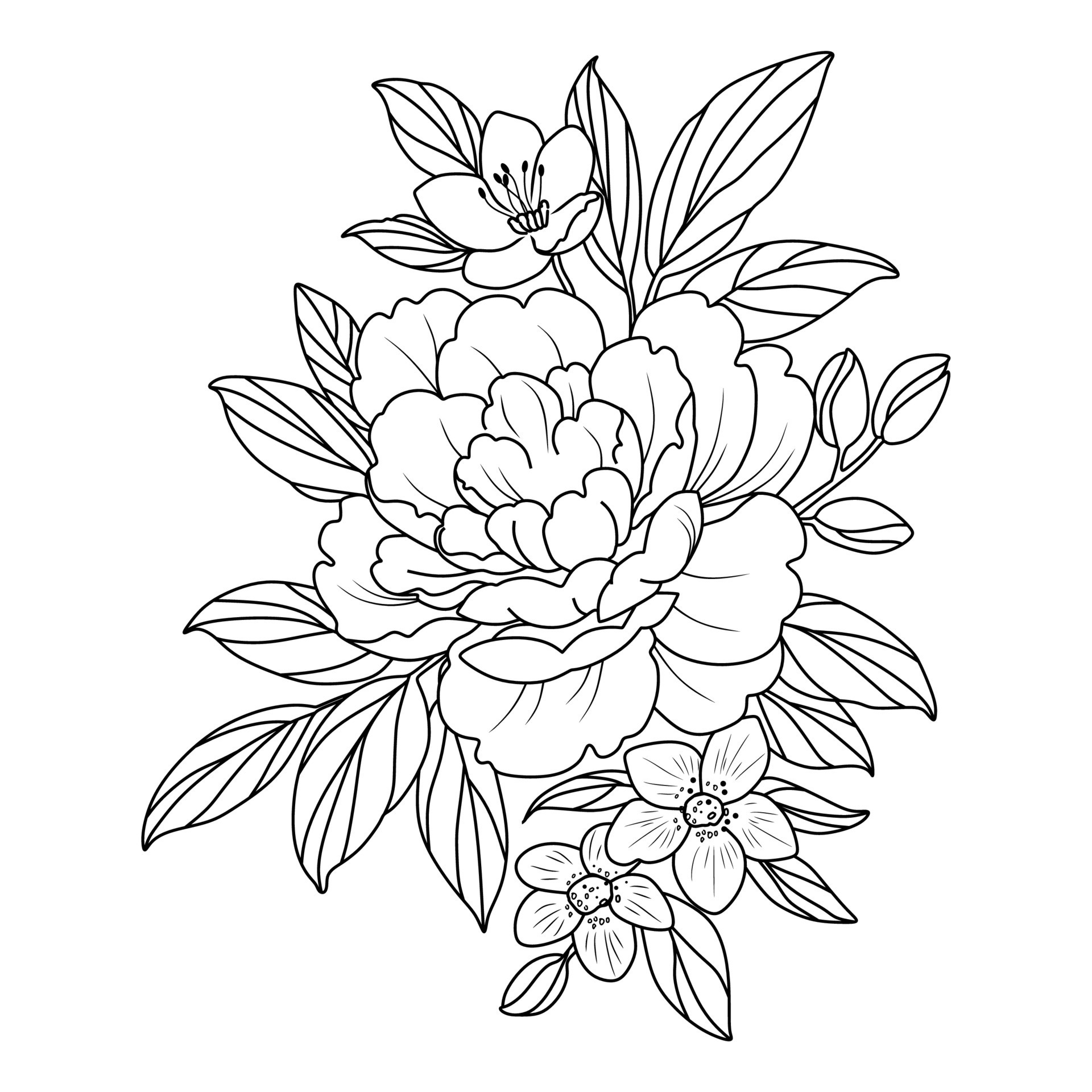 flowers drawing with lineart on white backgrounds. 8013002 Vector Art ...