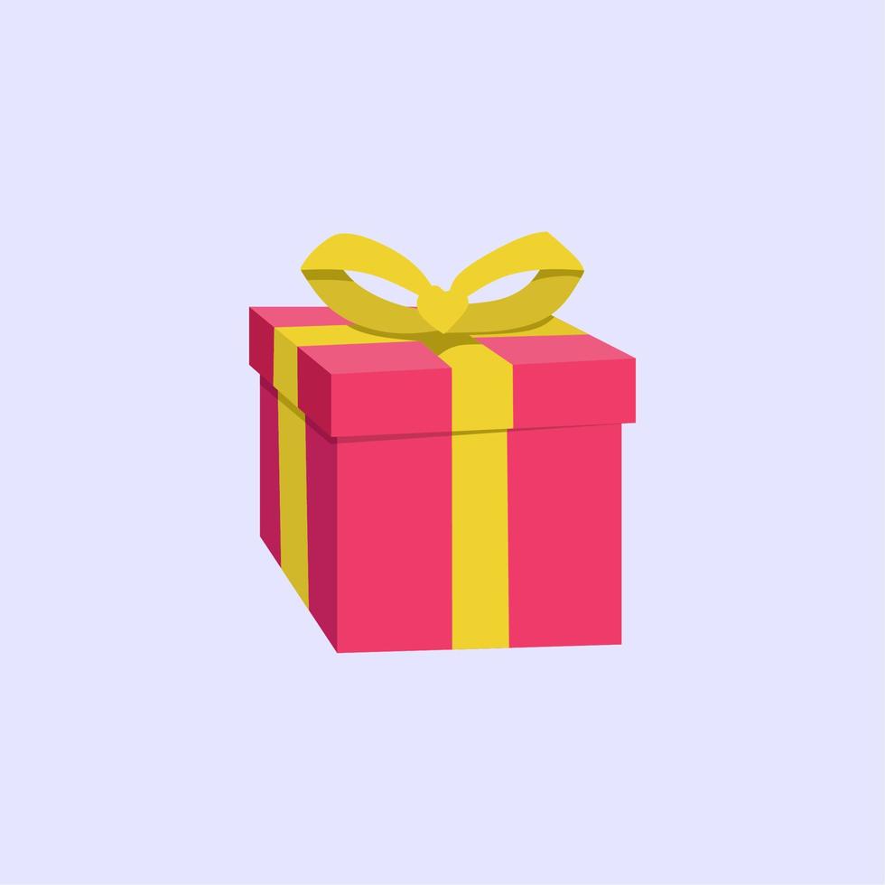 Gift box with ribbon vector icon on blue background