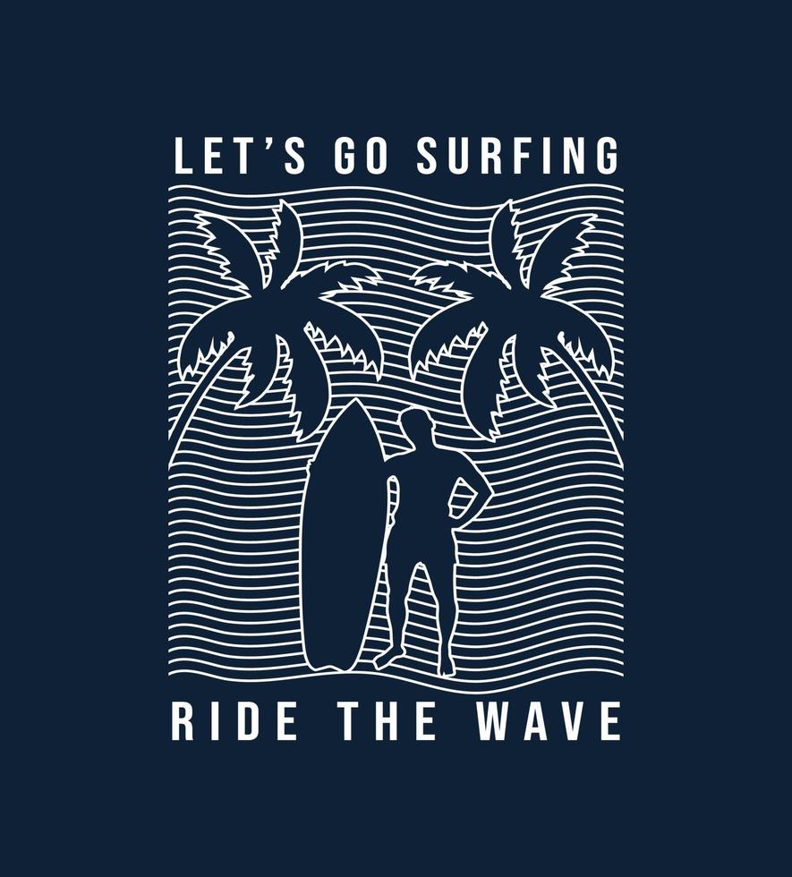 Surfing t-shirt design vector