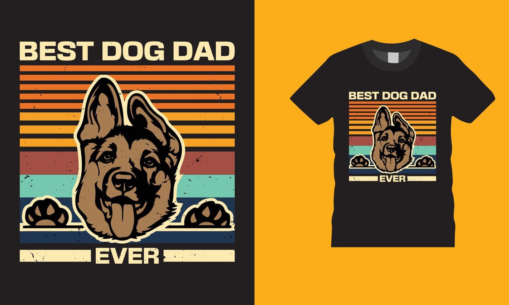 impresionante retro mejor perro papá siempre retro vintage vector diseño ilustración imprimir camiseta del día del padre