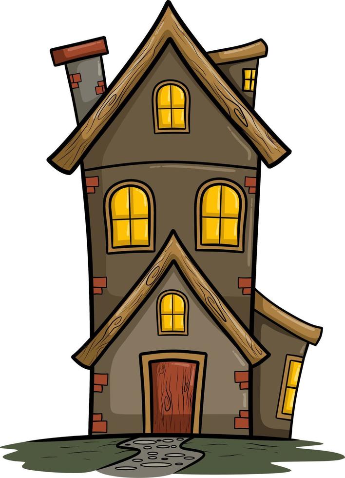 Fairytale old house in retro style vector illustration