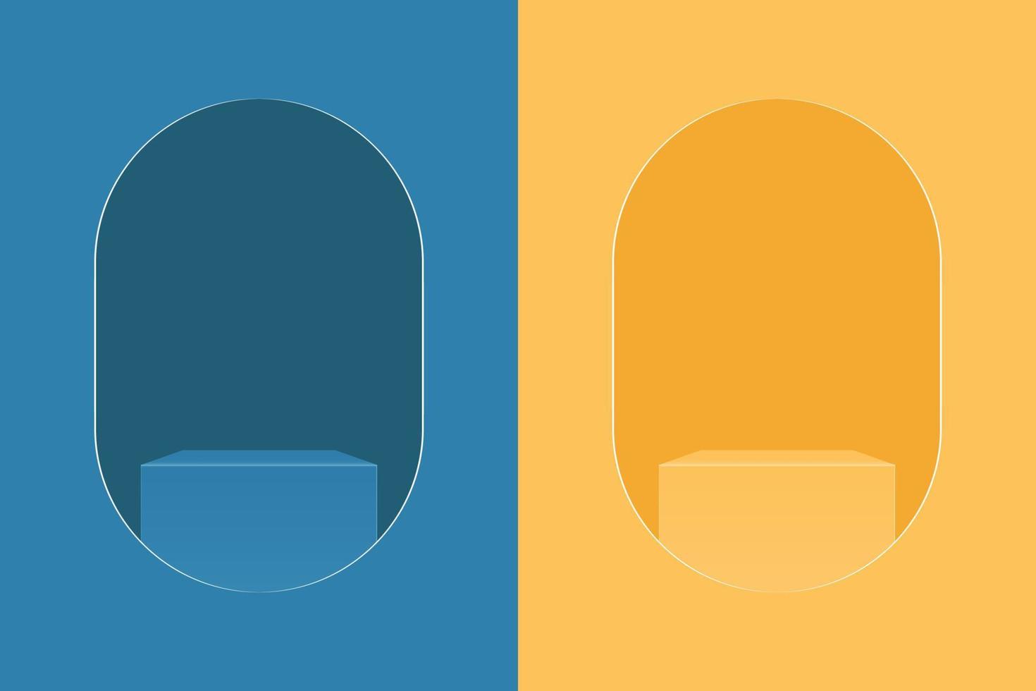Set of blue and yellow realistic podium on the abstract background vector