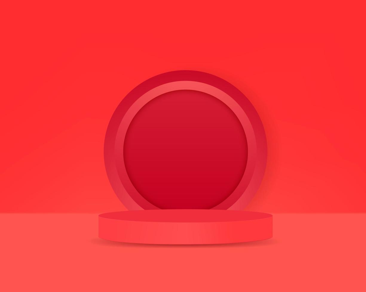 Red product podium on the abstract scene background Vector