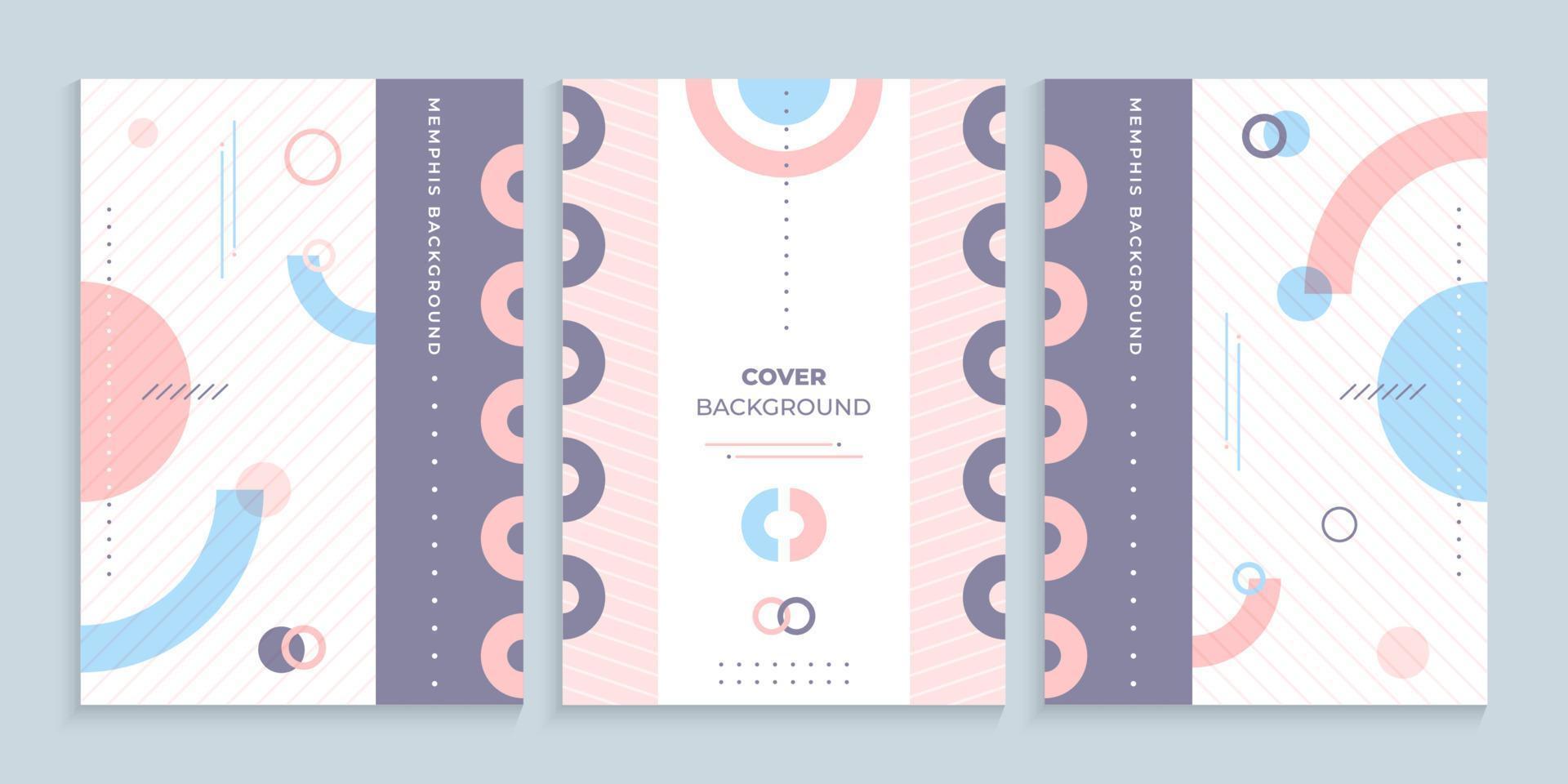 Memphis cover design set in pastel colors vector