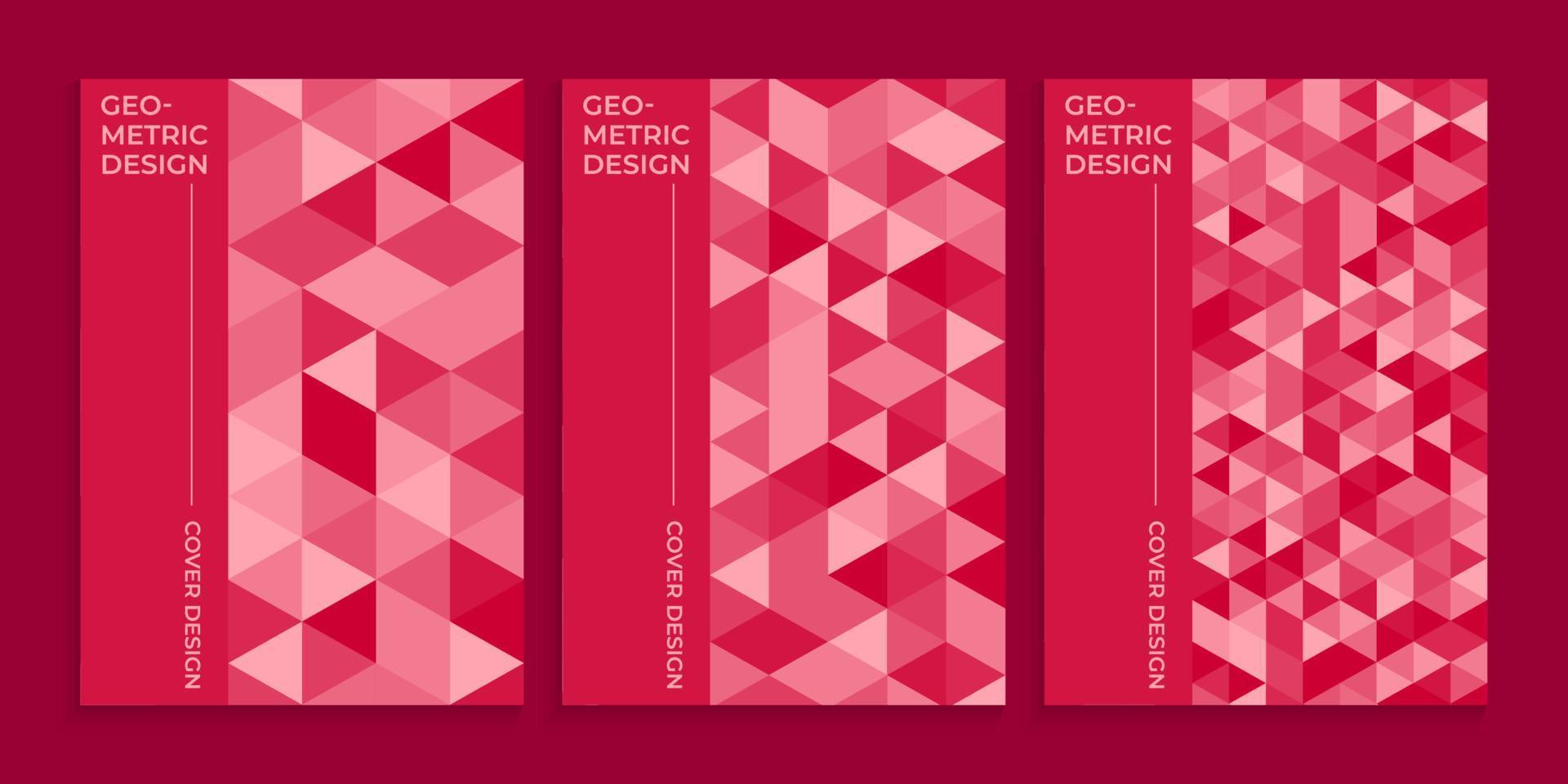 Red book cover with geometric triangles design vector