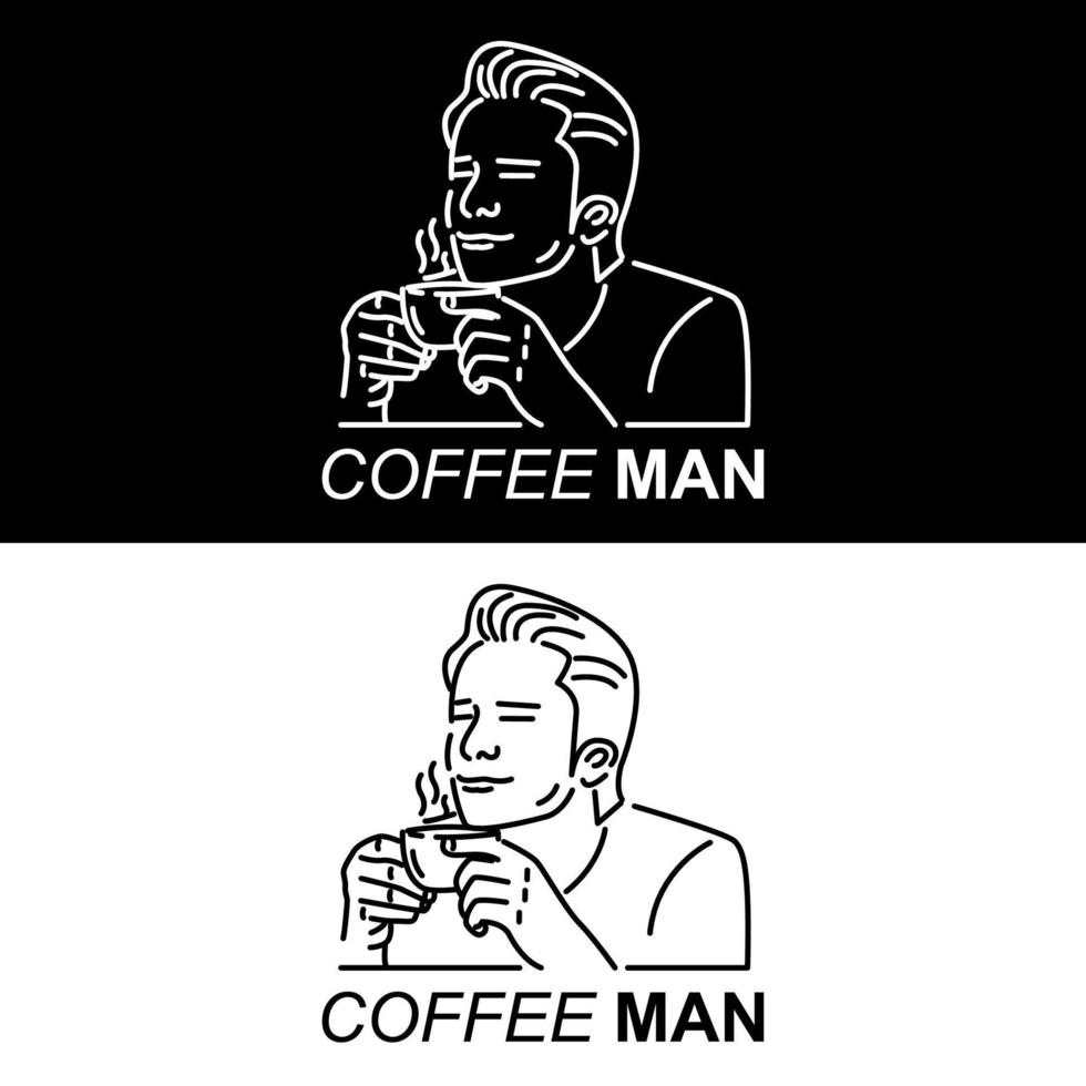 MEN'S LINE ART ICON WITH COFF... vector